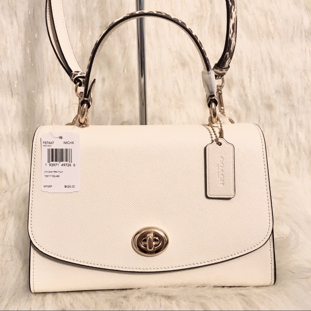 Tilly Top Handle Satchel W Embossed Snakeskin NWT